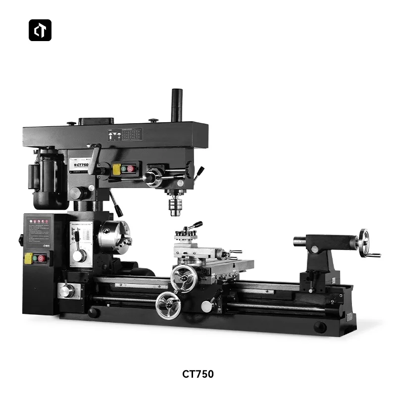 CT750 Professional Work Three-in-One Desktop Lathe Drill Milling Machine Tool Multifunctional Desktop Equipment