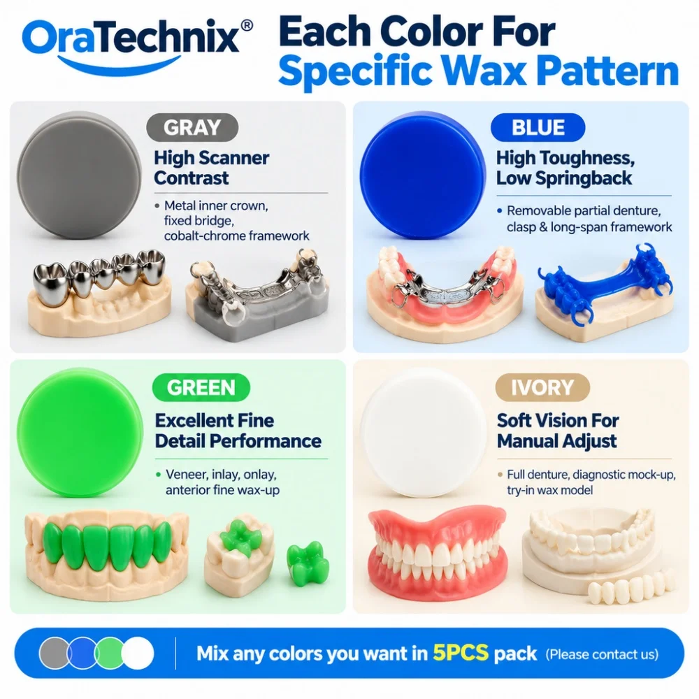 5PCS Dental Milling Wax Disc 98mm CAD CAM Wax Blank For Metal Framework Removable Denture Veneer Inlay Full Casting Wax Pattern