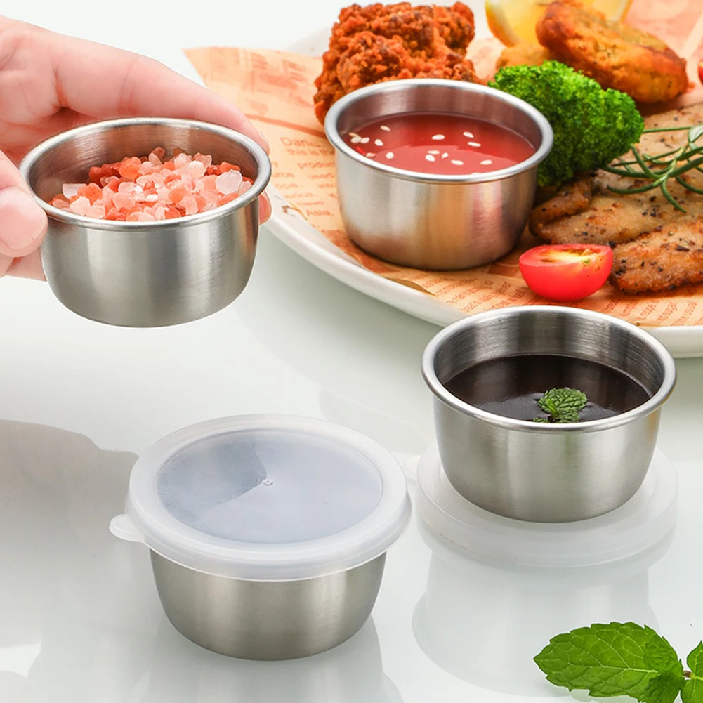 

Condiment Bowls With Lids Food Storage Containers Dishwasher-safe Ingredient Bowls For Cooking Stainless Steel Condiment Cups