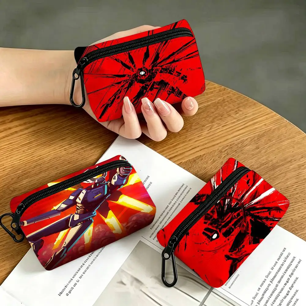 Game Anime ULTRAKILL Brooches Compact Oxford Cloth Zipper Pouch Detachable Carabiner Mini Coin & Key Wallet