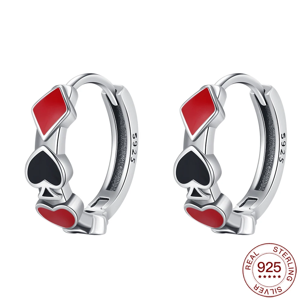 

2025 925 Sterling Silver Earrings Poker Suit Earrings Original Earrings For Ladies Fashion Friends Party Daily Wear Gift