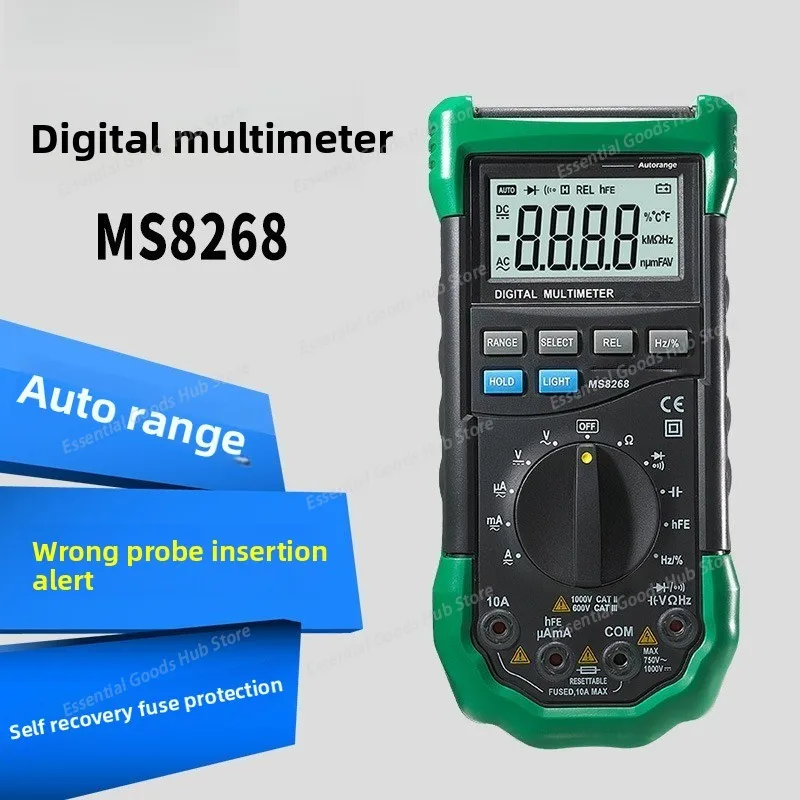 

MS8268 Automatic Range Digital Voltmeter Multimeter, Handheld Portable Digital Display Multimeter