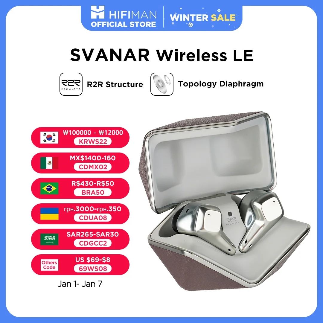 HIFIMAN SVANAR Wireless LE Noise Cancelling Bluetooth in-Ear Hi-Fi Earphones with Hymalaya DAC, Topology Diaphragm Driver, IPX5