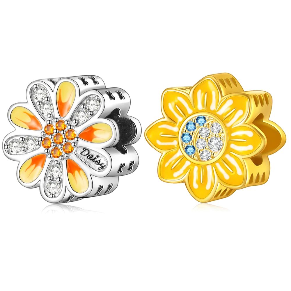 

Pan Charms Original Sparkling Daisy Charm Beads Bracelet Pendant Jewelry
