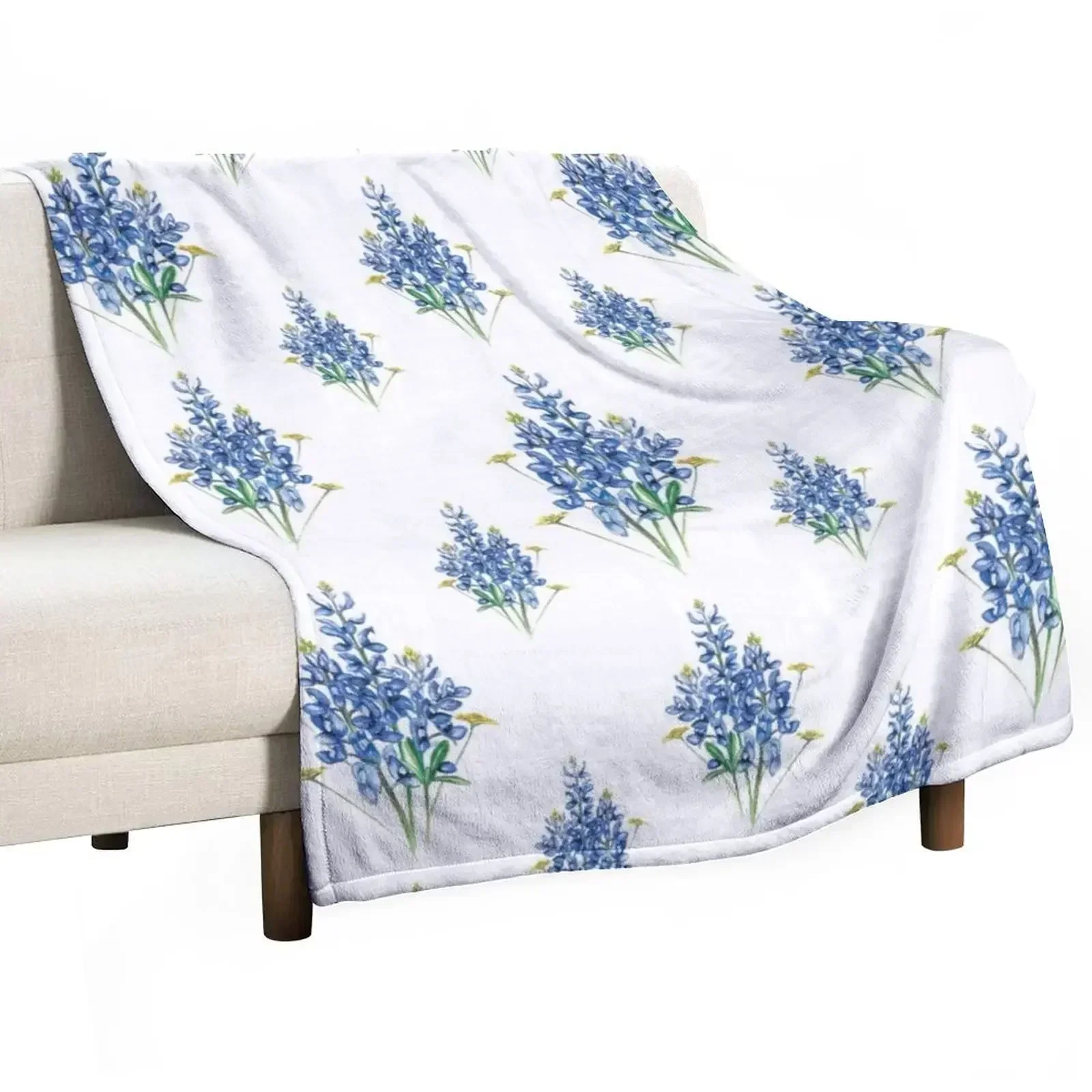 Bluebonnets and Wildflowers Pattern Throw Blanket For Sofa Thin Warm Blankets