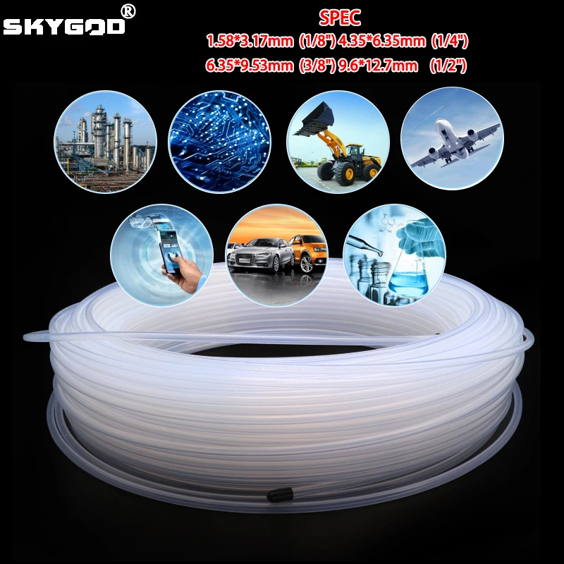 

1~10m 1/2" 1/4" 1/8" 3/8" PTFE Tube Transparent 3KV High Temperature Corrosion Resistance Insulated Rigid Capillary Hose