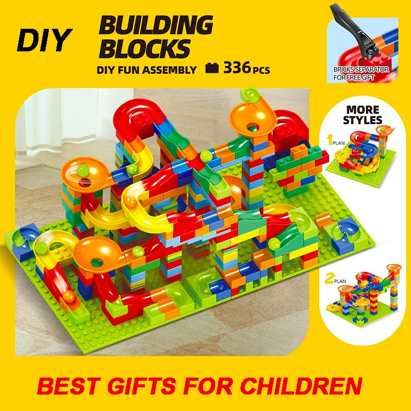 DIY Slide Building Blocks Toy Kid Compatible City Bricks Marble Race Run Funnel Slide Blocks Building Blocks for Christmas Gifts