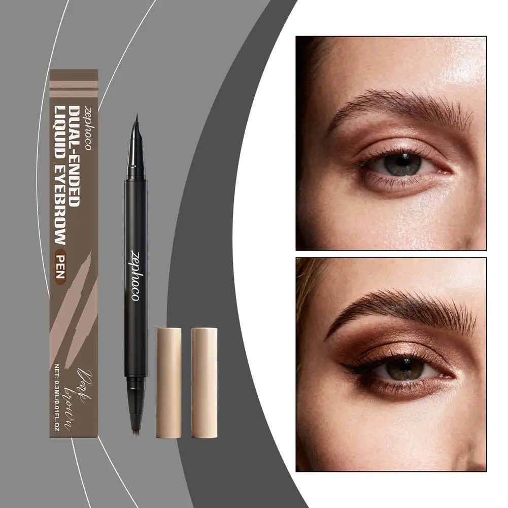 Crayon à sourcils liquide 2 en 1, avec pointe incurvée et stylo Microblading 4D, imperméable et durable, pour femmes, Y9F1
