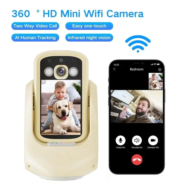 

1080P HD Mini Two-Way Call Camera 2.8 Inch For Indoor Night Vision Smart Home Life Nanny Camera For Babies, Seniors, Puppies