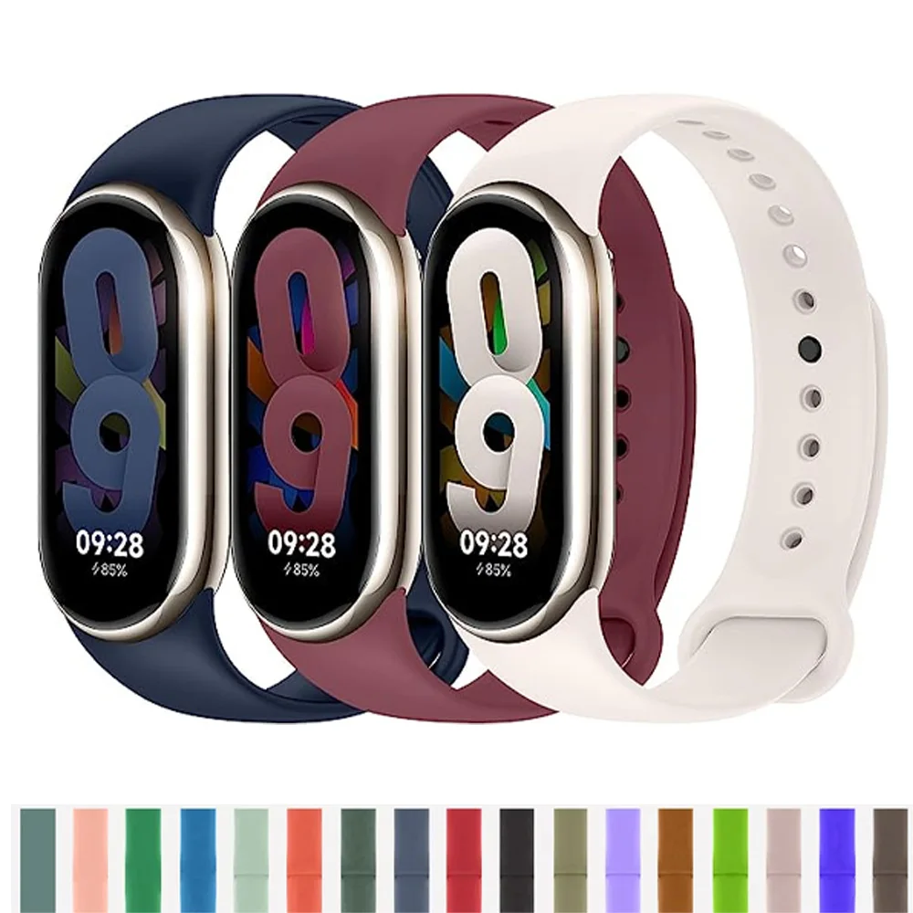 Силиконовый ремешок для Xiaomi Mi Band 8, аксессуары для часов, эластичные ремешки, сменный спортивный ремешок, браслет для Miband 8, ремешок