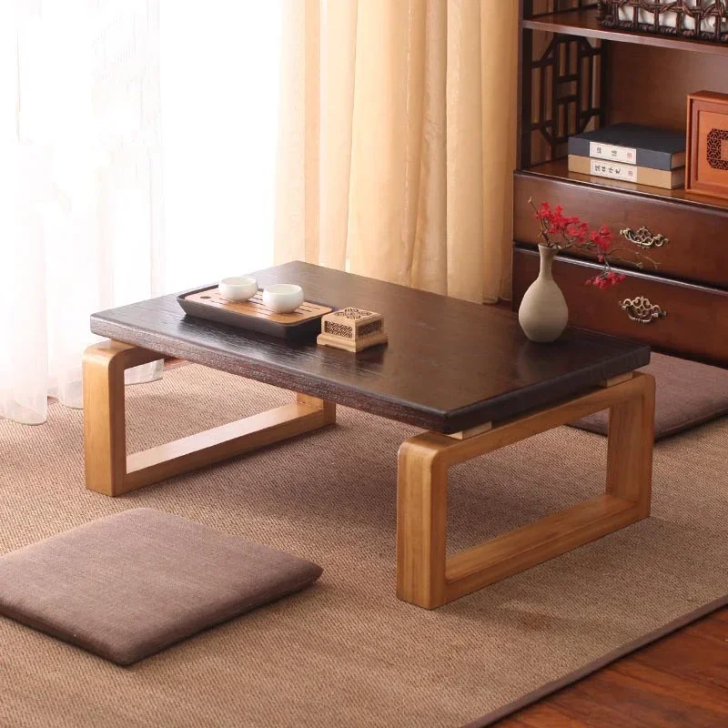 Mesa de té antigua plegable de madera para sala de estar, mesa de piso japonesa, Tatami compacto minimalista, baja, 60x45x30 CM