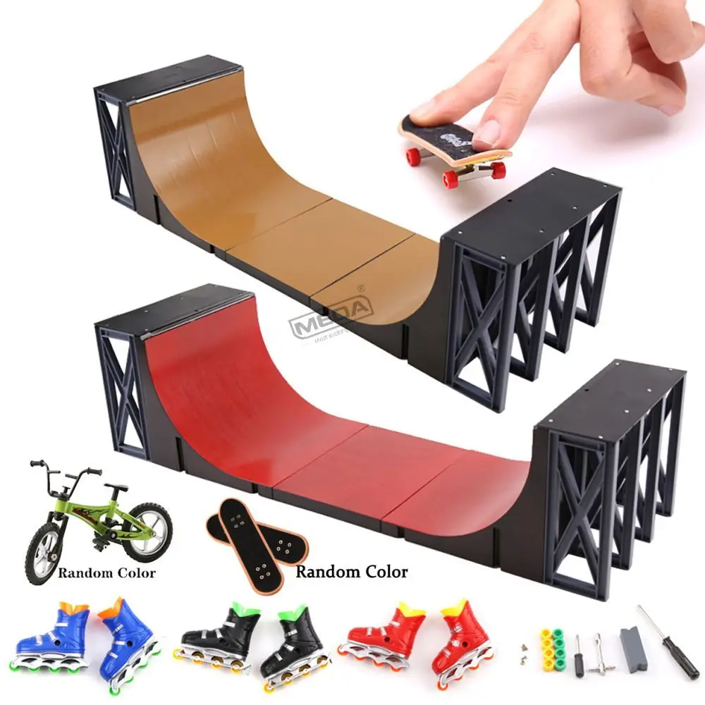 Finger Skateboard U-shaped Big Scene DIY Mini Park Finger Skatepark Ramp Professional Track Stairs Venue Combination Toys ﻿