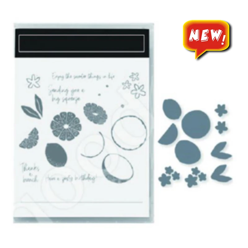 2023 New Catalog Sweet Orange Clear Stamp Set and Lemon Metal Cutting Die Scrapbook Greeting Card Making