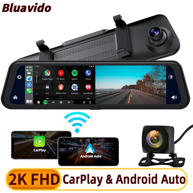 

Dual Camera Dash Cam 11.26" Rearview Mirror With CarPlay /Android Auto 5G WiFi Connection 1080P Car Video Recorder Night Vision