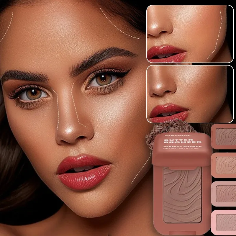 ブロンザーメイクアップ輪郭防水モノクロヌードマットシルキーブラッシュフェイス輪郭シェーディングパレットパウダー韓国フェイスコスメティック