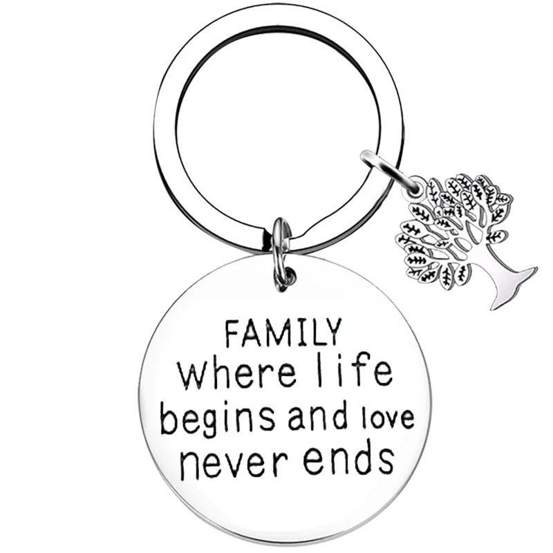 Family Tree Key Chain Ring Family Where Life Begins And Love Never Ends keychains pendant gift