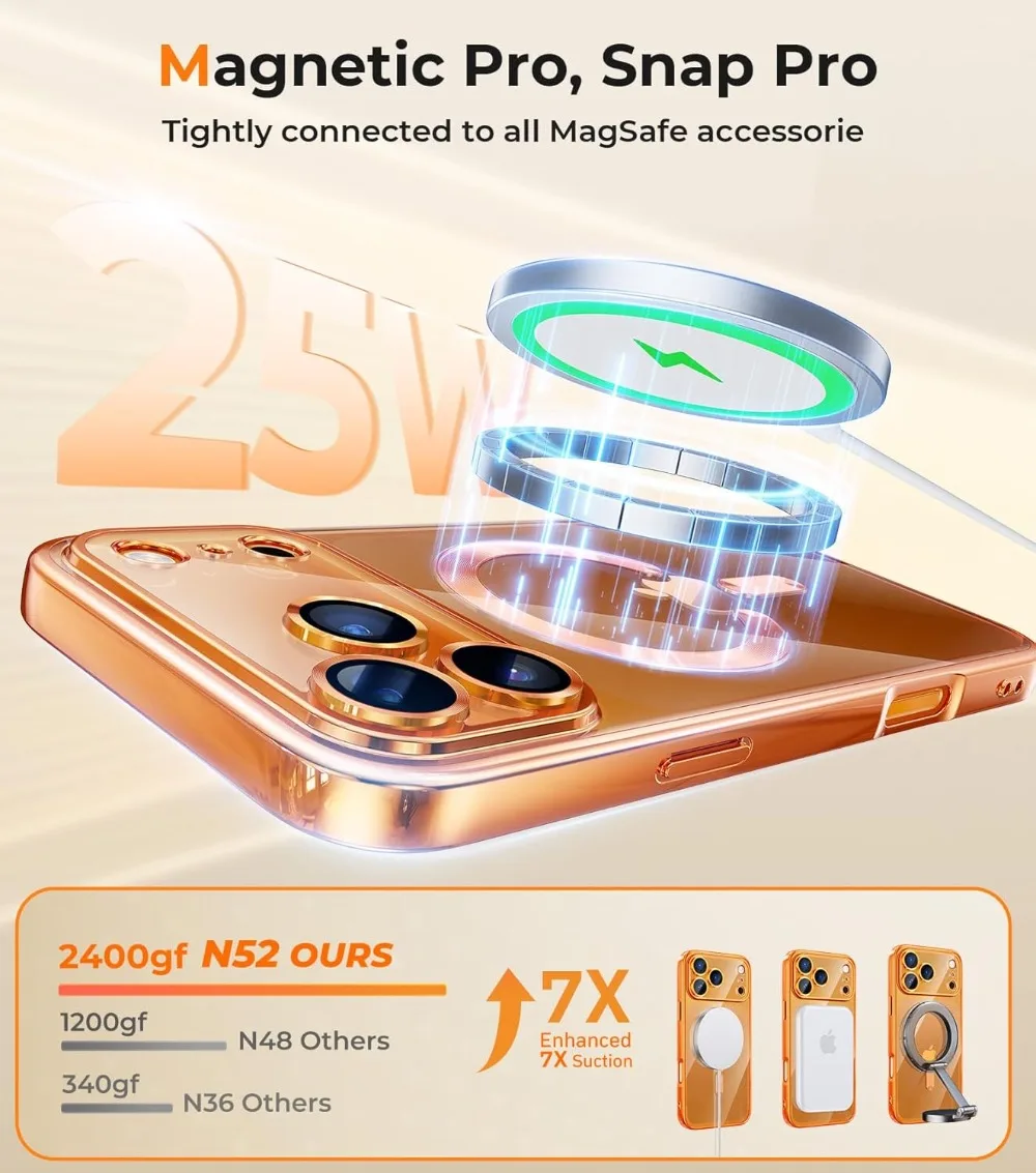 Luxo transparente chapeamento magnético caso de telefone macio para iphone 17 ar 16 plus 15 14 13 12 17 pro max magsafe deve-fe capa