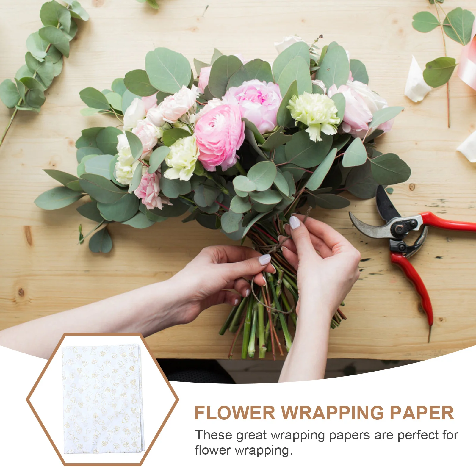 

28 Sheets Heart Pattern Wrapping Tissue Paper Flower Wrappings Material Gift Packing Paper Bouquet Wrap Material DIY Craft