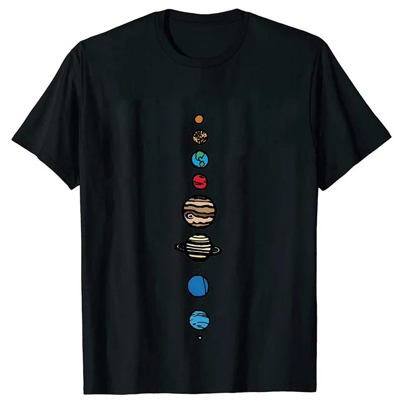 Planets Colour Funny T Shirt for Men Clothing Vintage T-Shirt Short Sleeve Clothes Space Planets Men's Tee T-shirts Y2k Clothes