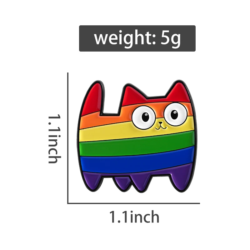 Regenbogen Katze Emaille Pins Cartoon Japanische Anime Mädchen Cowboy Brosche Revers Abzeichen Nette Lustige Memes Schwarz Kätzchen Schmuck Geschenk – Detail 2