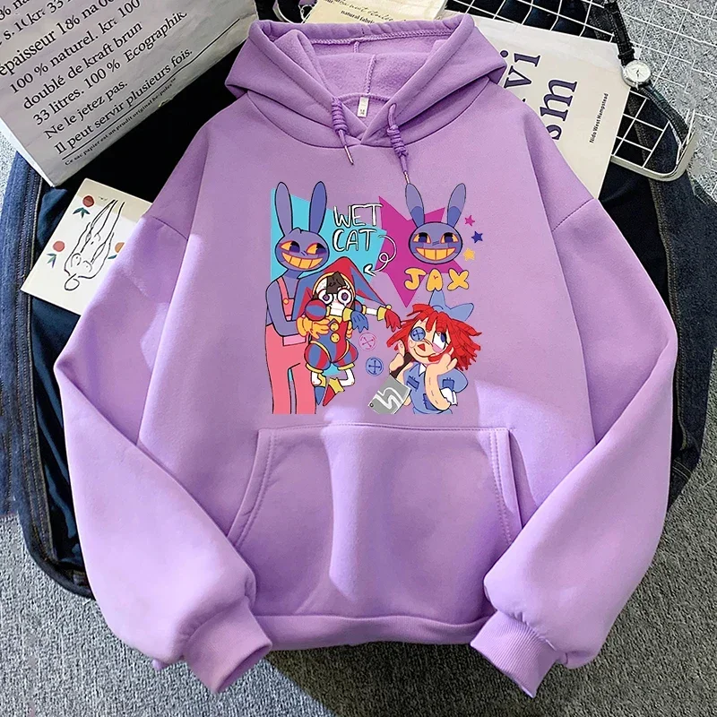 

Jax The Amazing Digital Circus Толстовка с капюшоном Мода с длинным рукавом Kawaii Унисекс Осень Зима Винтажные толстовки Повседневные футболки Y2K