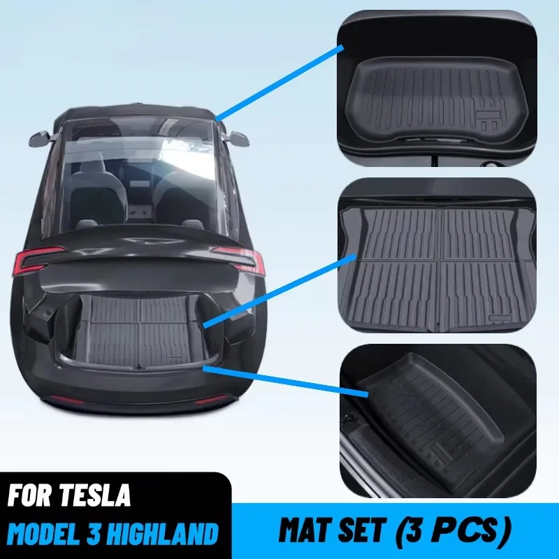 

Для Tesla Model 3 Highland 2024, коврик для багажника, коврик для багажника, противоударный коврик из ТПЭ, аксессуары для салона автомобиля ﻿