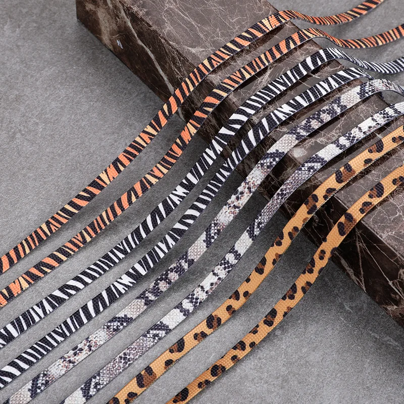 Klassische Schuhbänder mit Tiermuster, kreatives Unisex-Design, für Sneaker und Canvas-Schuhe, flache Schuhbänder mit Leoparden-, Zebra-, Tiger- und Schlangenmuster. – Detail 1