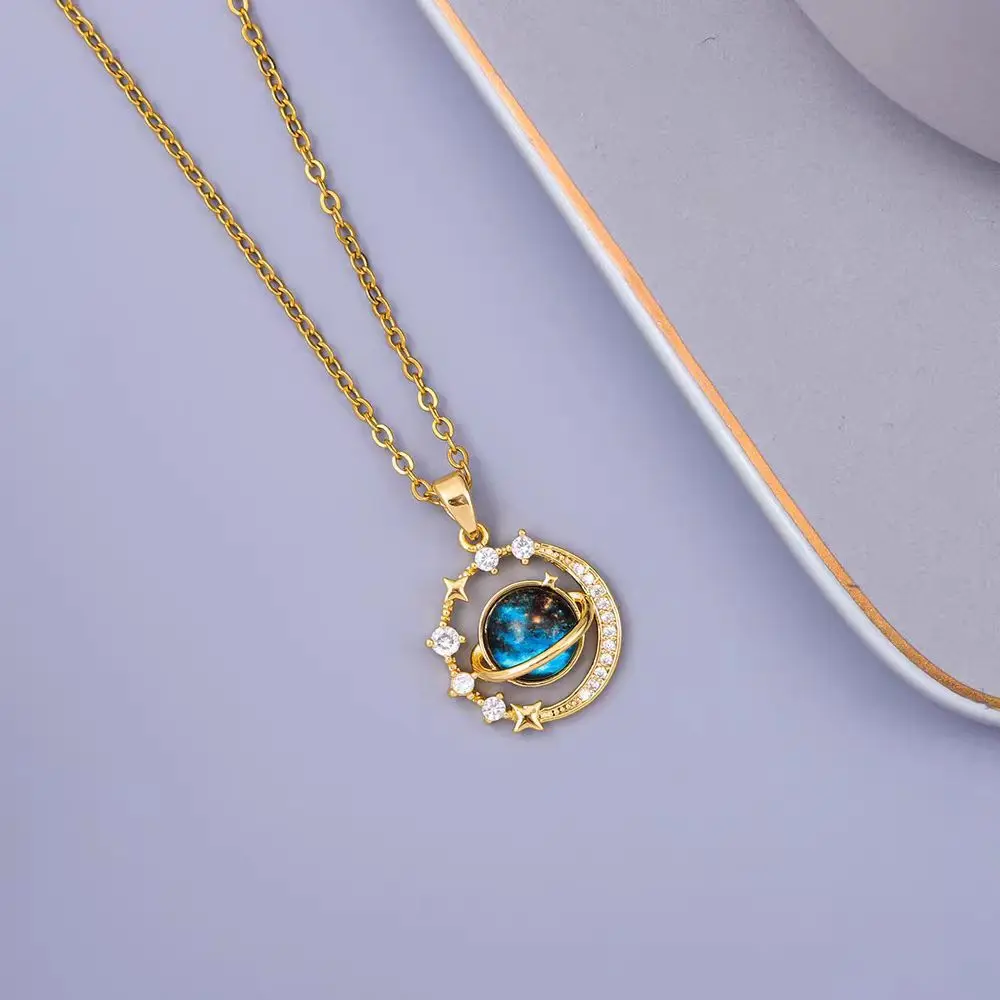 Starry Planet, Light Luxury Charm, Full Diamond Necklace, Versatile Clavicle Chain, European and American Fashion, Light Luxury image 4
