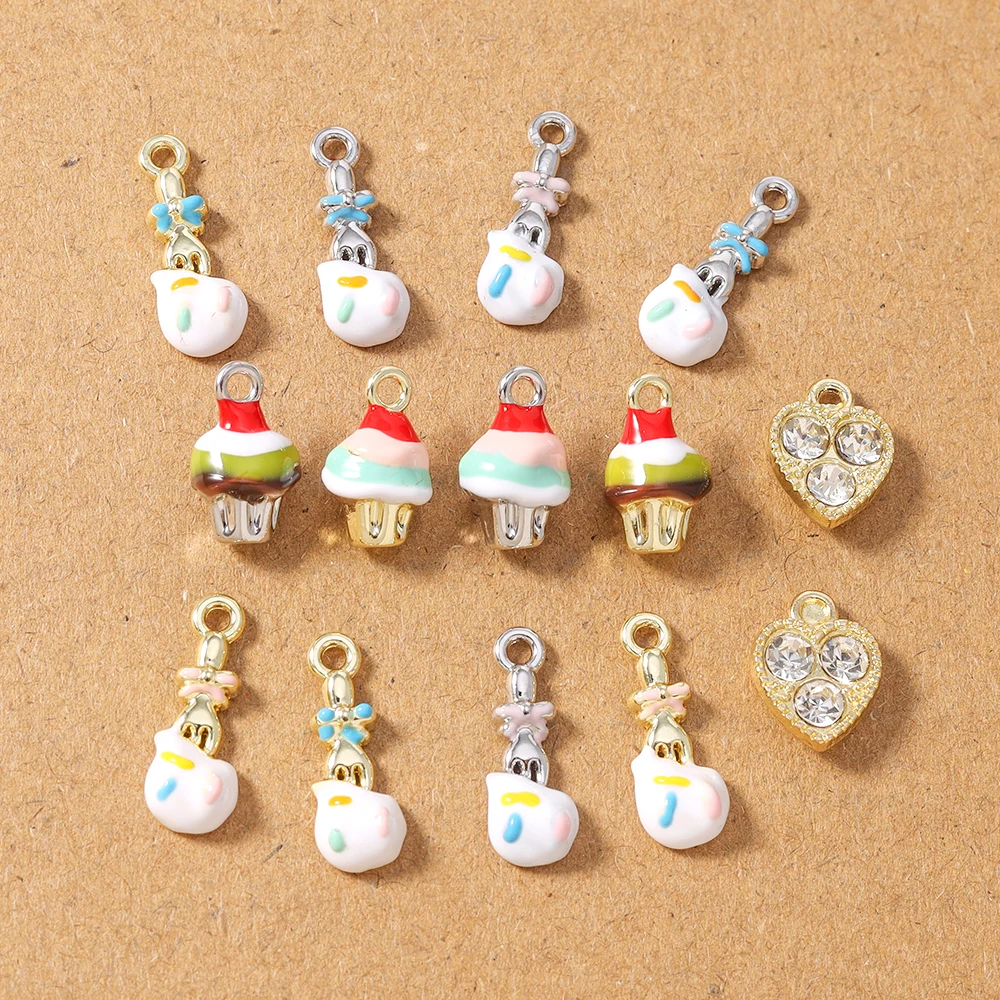 

5pcs Cute Enamel Simulation Food Charms Dessert Ice Cream Pendants for Necklace Earring Bracelet DIY Kid's Jewelry Accessorie