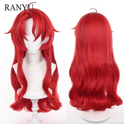 Peluca de cabello sintético para fiesta, cabellera larga ondulada, color rojo y blanco mezclado, resistente al calor, para Cosplay, RANYU Honkai Star Rail argénti