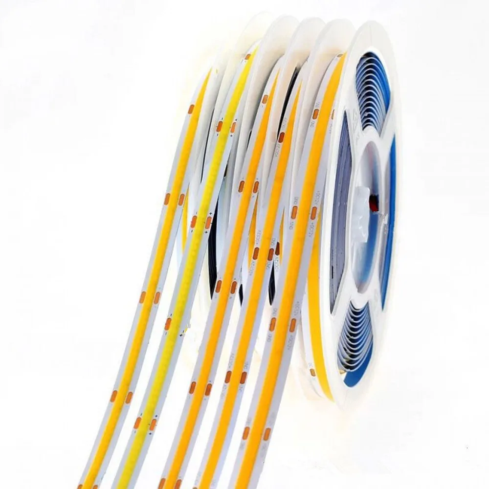 DC 5V 12V 24V COB LED Strip 320 384 480 528LEDs/m High Density Flexible COB LED Tape Light Bar 3MM 5MM 8MM PCB Linear Light