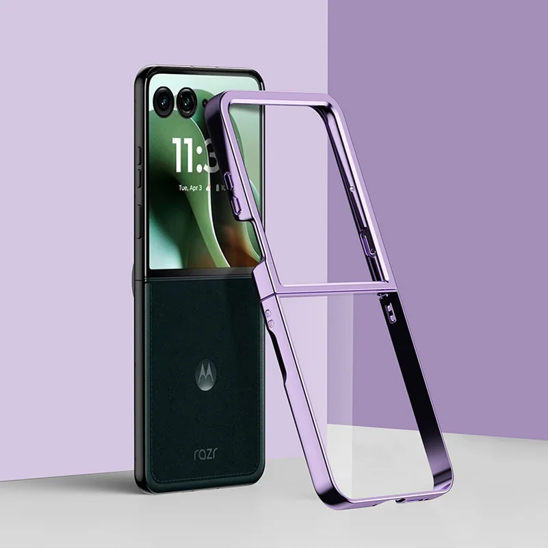Klare, schlanke, dünne Handyhülle für Motorola MOTO Razr 70 60 50, ultradünne, galvanisierte, transparente, stoßfeste Hartschalenhülle aus PC