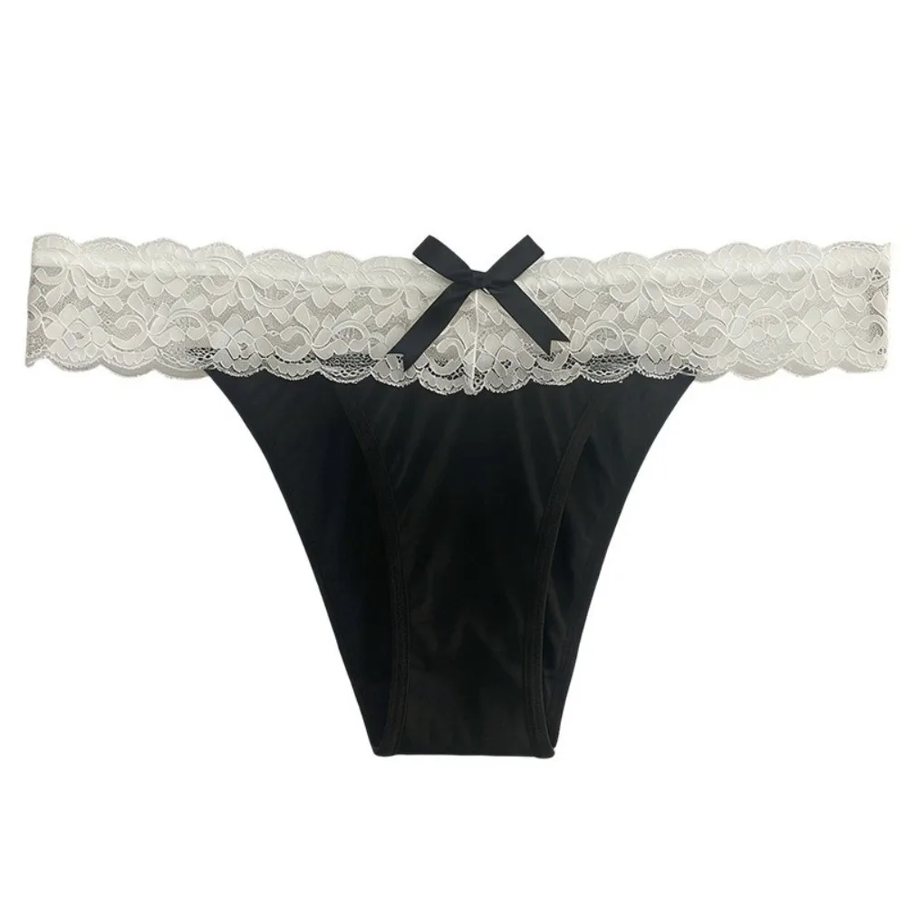 

Underpants Mid Waist Lace Briefs Elegant Bow Seamless Lace Panties Sweet Comfortable Women Underwear Lady