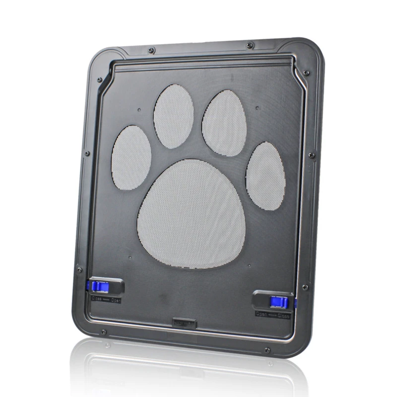 Pet Door Safety Locking Magnetic Screen With Locking Magnetic Screen Dog Paw Prints Anti Bite Cat Screen Door Pet Doorway