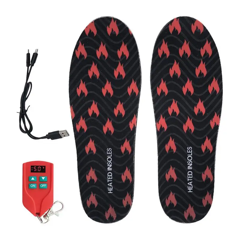 

Winter Heated Insole Foot Warmer Heated Insoles For Cold Weather Heating Shoe Insoles Rechargeable Remote Control Breathable PU