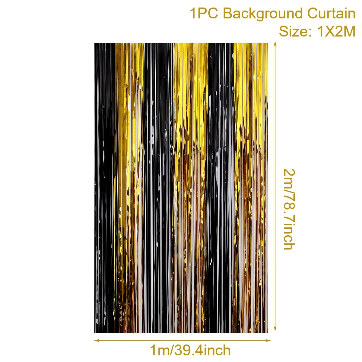 Birthday Party Decorations Backdrop Curtains Glitter Black Gold Tinsel Fringe Foil Curtain Background Wedding Adult Anniversary view 5