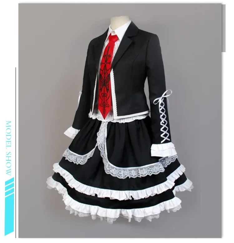 

Celestia Ludenberg Cosplay Costume Danganronpa Trigger Happy Havoc Celeste Wig Dangan Ronpa Black Dress for Women Carnival