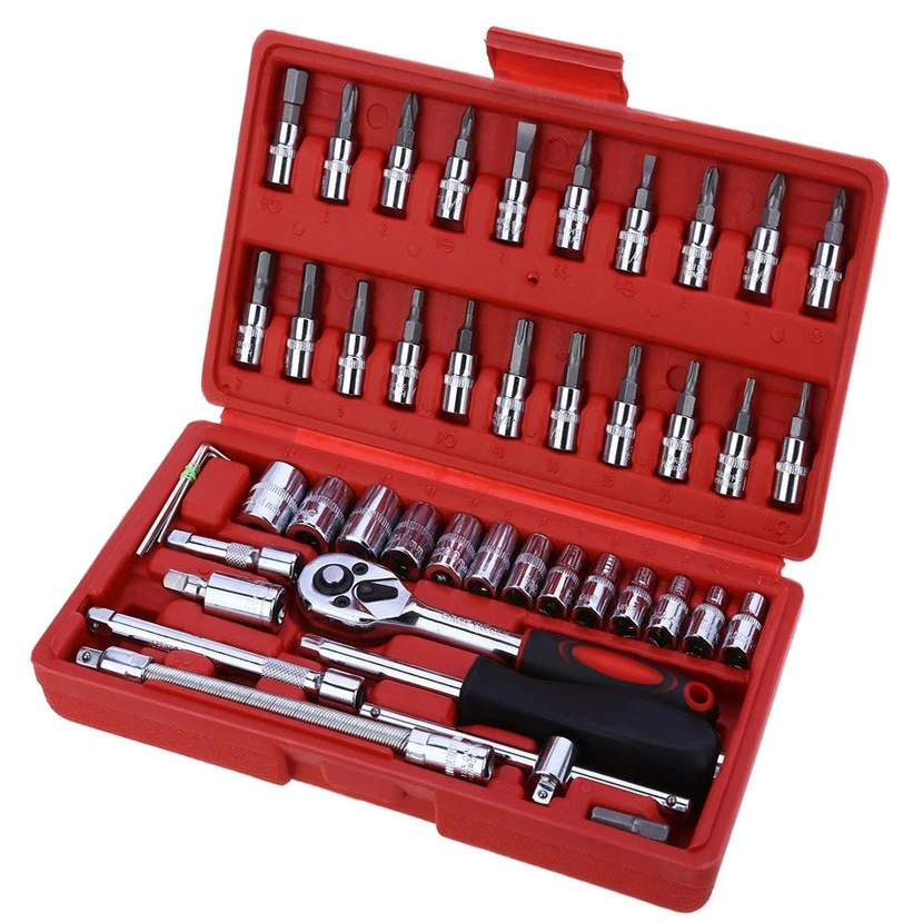 

46pcs 1/4" Socket Set Car Repair Tool Ratchet keys Torque Wrench