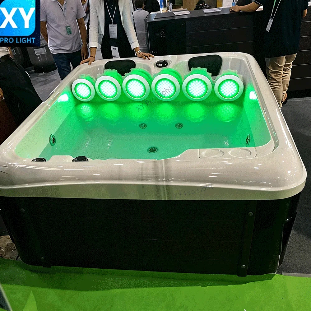 RGB Underwater Bath Light 12V 100mA 68X50mm Chromium Plating Face Colorful Surface Submersible LED Pool Lights LED Bathtub Lamp