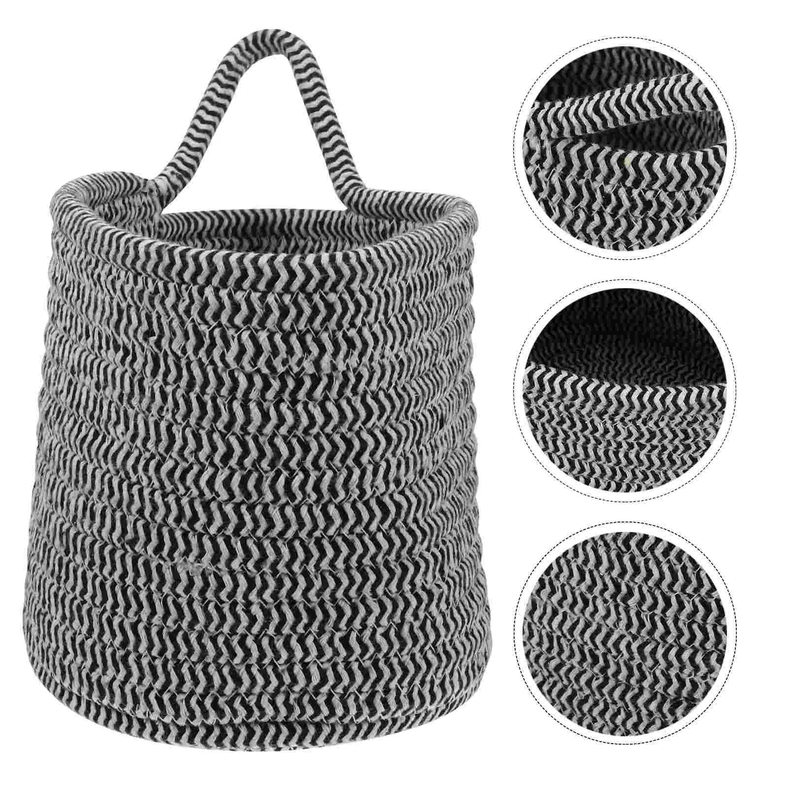 

Storage Bin Woven Basket Foldable Bins Sundries Blanket Chest Cotton Rope Bathroom Office