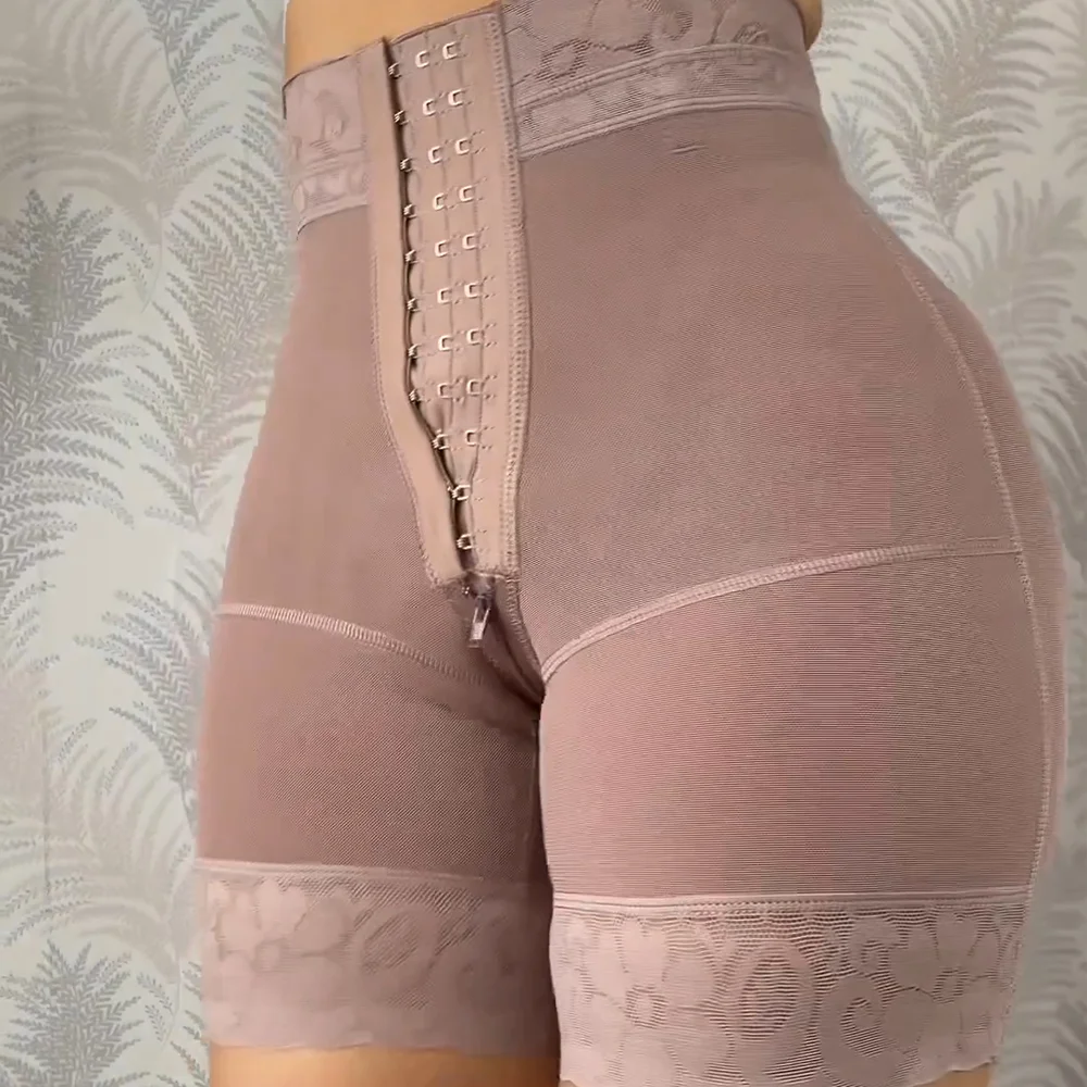 Butt Lifter High Compression Garment Front Closure Tummy Control Women's Abdomen Shorts Body Shaper with Hooks Ass Stuff