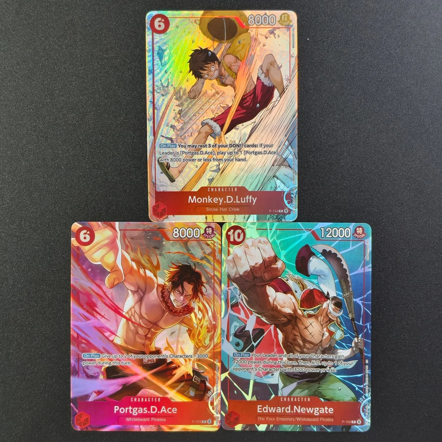 Self Made Proxy English One Piece Luffy Ace Newgate Flame-Flame Fruit Coliseum Edition Promo-Sammelkarte Spielzeug
