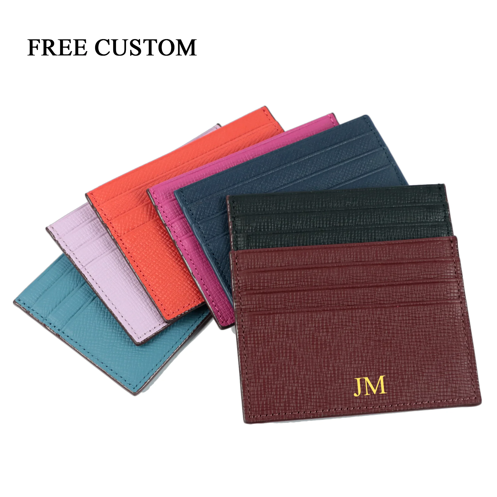 

Free Custom Letters Genuine Leather Bank Credit Card Holder For Woman Men Put In The Bag High Quality Coin Purse