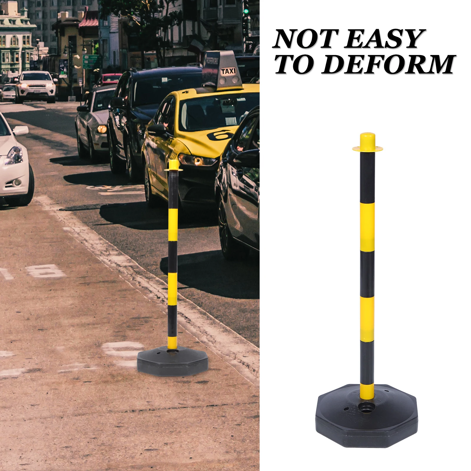 

1 PC Crash Column Yellow Black Water Sand Filled Stable Traffic Facility Warning Isolation Barricade Cone