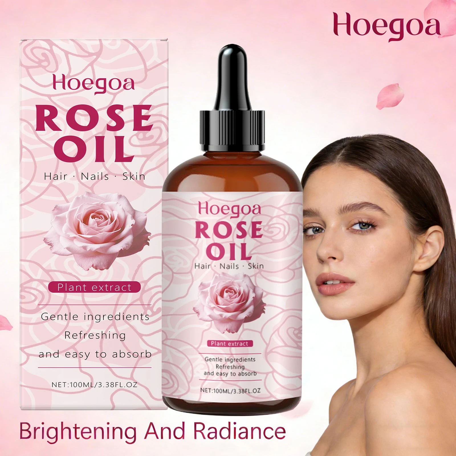 

Rose Body Essential Oil for Hair Nail Skin Care Improve Dullness Skin Firming Strengthen Nail Nourishing Hair Brightening Oil