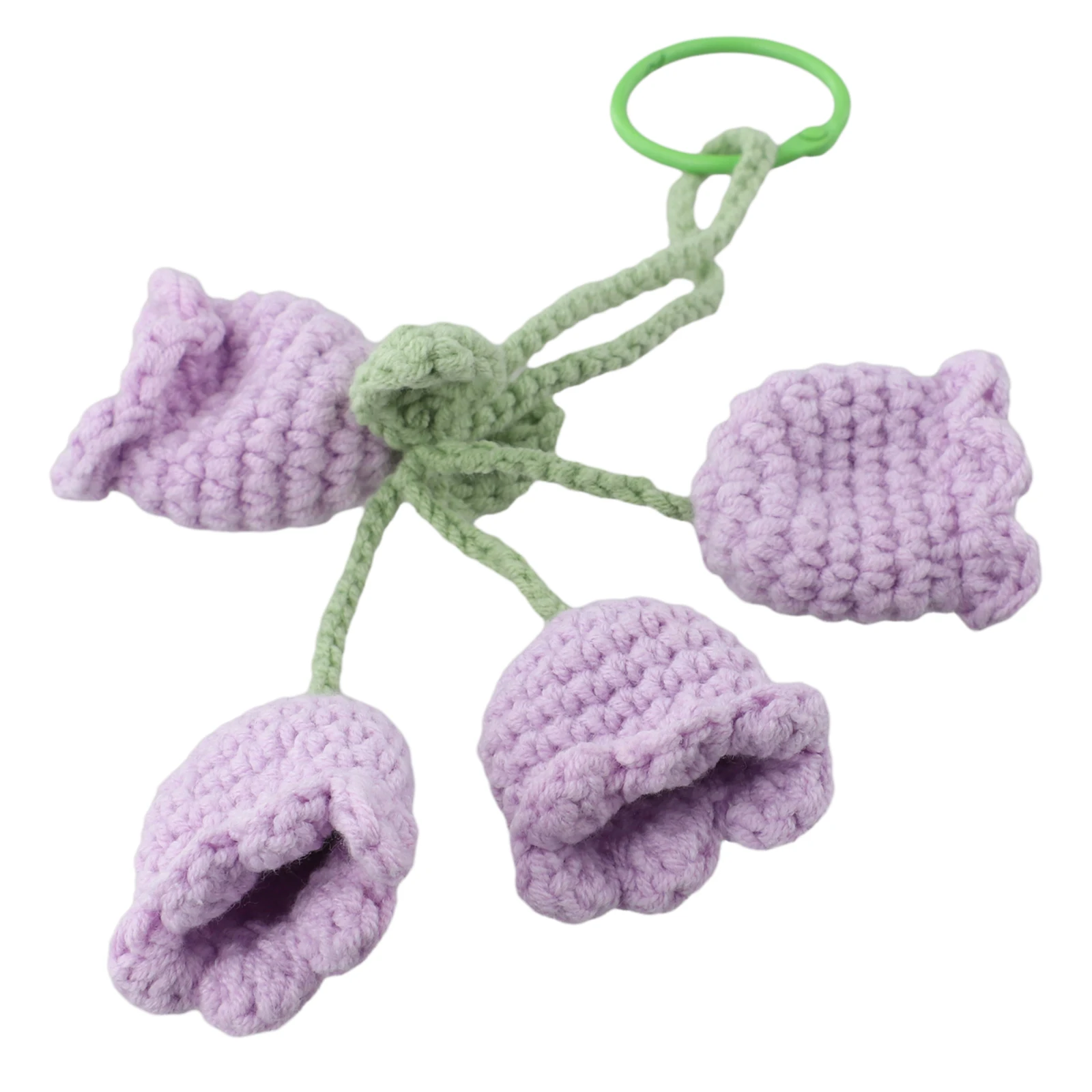 

3 Pieces Car Rearview Mirror Pendant Bellflower Hand-Crocheted Pendant Car Decor Lucky Keychain Hangings Pendant