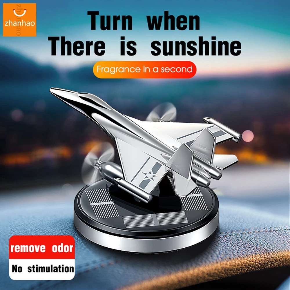 Solar Car Air Freshener Interior Warhawk 2 Fighter Propeller Rotary Aromaigant Ornament Auto Parts Men And Women Perfume Diffuse