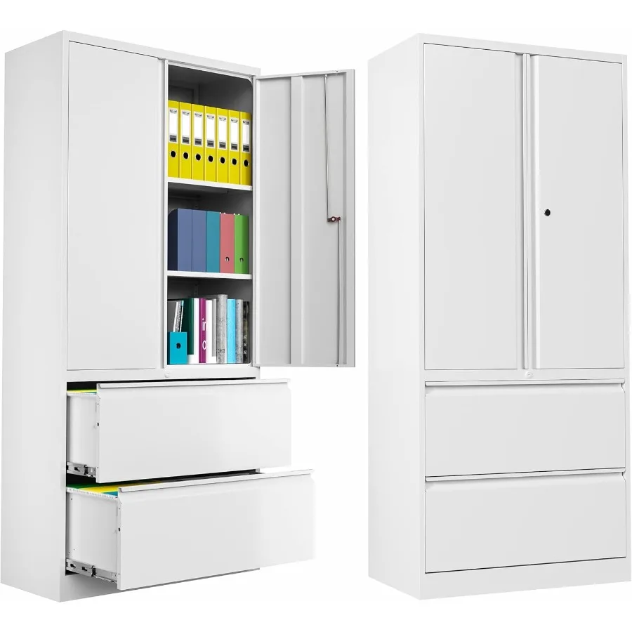 Metal File Cabinet with Lock and Adjustable Shelves 2-Drawer Storage Solution for Home Office or School Locker Ideal for Organi
