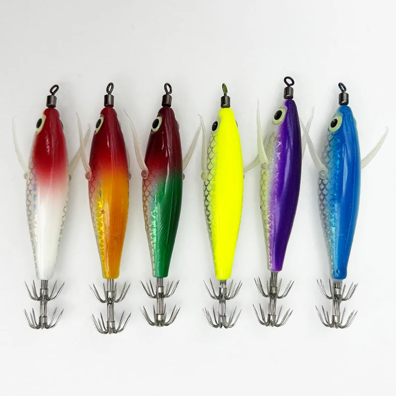 ShareShark 5 Stück/Box Tintenfisch-Jig-Köder 8cm 5,6g UV-Leuchtender Garnelenköder Horizontaler Kunstköder für Tintenfische, Oktopus, Salzwasser – Detail 12