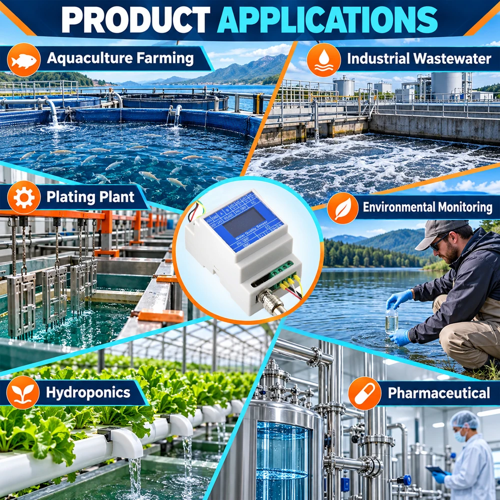 Czujnik jakości wody 5 w 1 PH EC TDS Zasolenie Temperatura RS485 4-20mA 0-5V 0-10V Modbus IP68 9-24V Do Akwakultury Obróbki Wody — zdjęcie produktu 6
